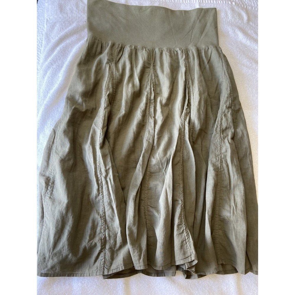 Guess Jeans Authentic women's long flowy skirt stretch waist green size Large